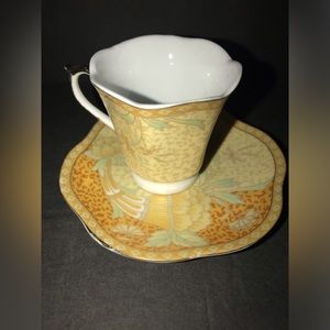 Vintage Yamasen Gold Collection Fine Porcelain  Cup and Saucer 24k Gold Plated